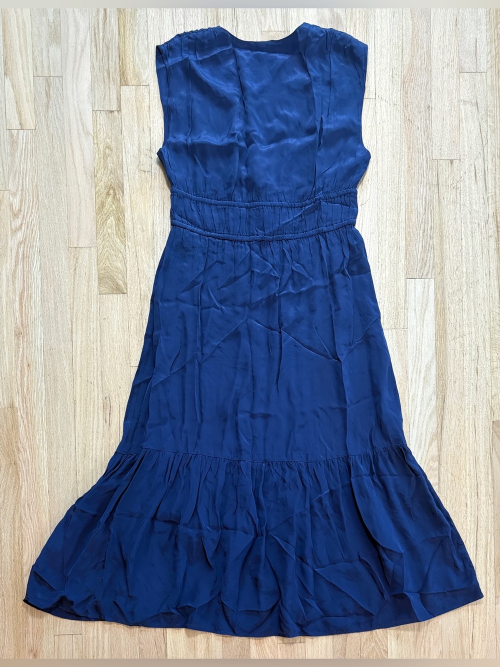 Rails Aletta Dress Admiral Navy Blue Tie Waist V Neck Sleeveless Midi Small S - Picture 7 of 11